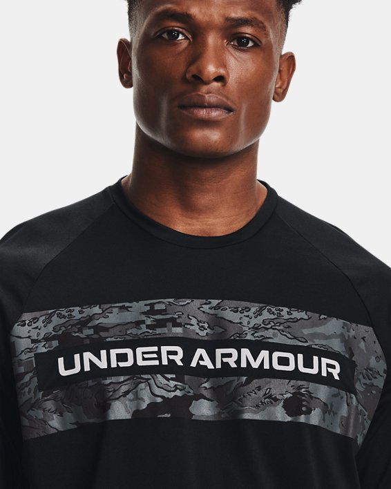 Men's UA Tech™ 2.0 Boxed Camo Short Sleeve in Black image number 3